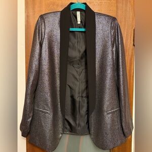 Mural Women Shawl Collar Silver Metallic Tuxedo Blazer Jacket NWOT- small